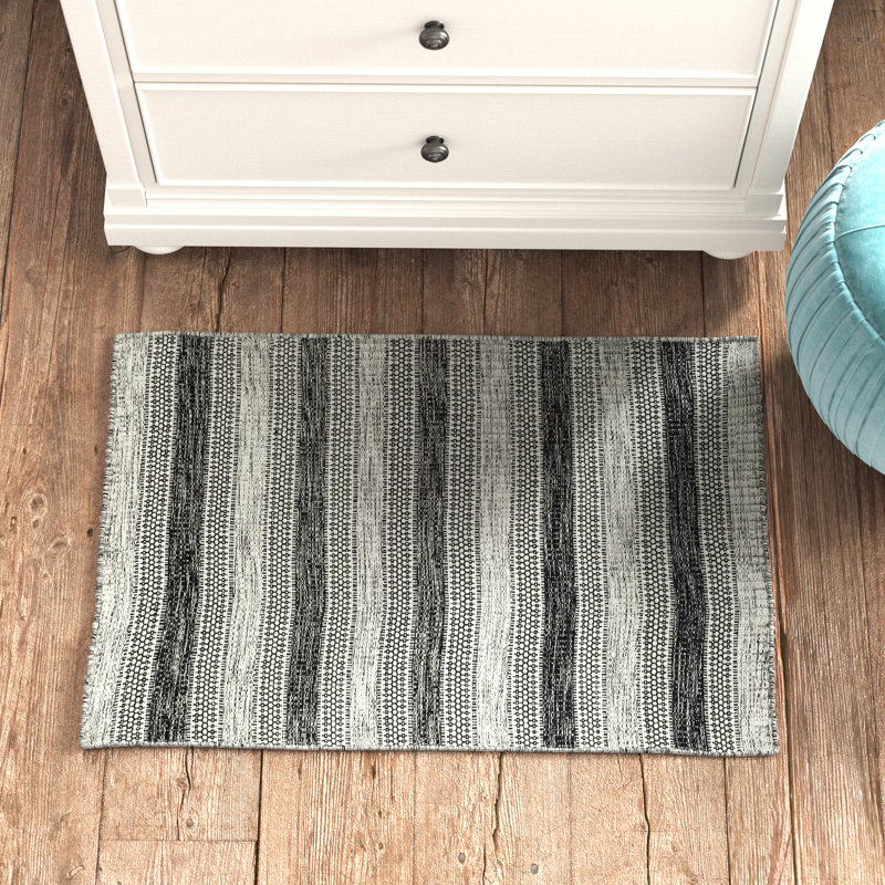 Kelly Clarkson Home Sylvie Striped Handmade Flatweave Wool Black/Ivory